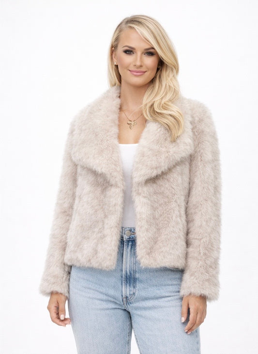 Faux Fur Jacket – Beige