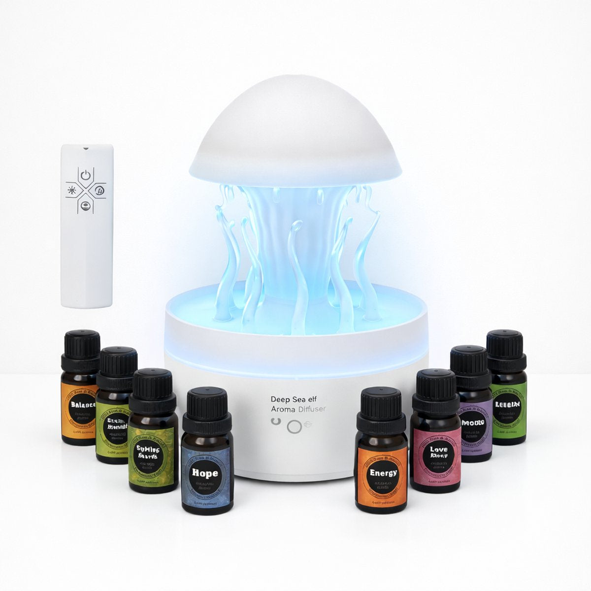 Aroma Diffuser 300ml met 8 Etherische Oliën – Geurverspreider & Luchtbevochtiger – Met Afstandsbediening