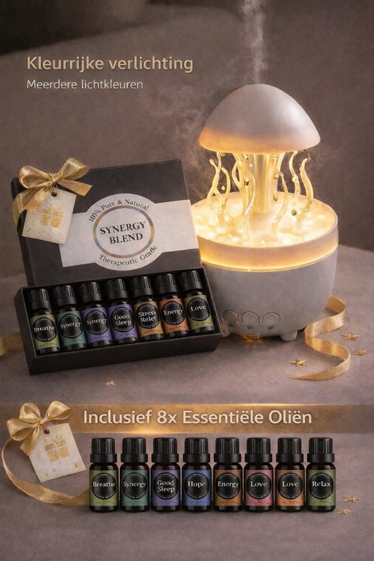 Aroma Diffuser 300ml met 8 Etherische Oliën – Geurverspreider & Luchtbevochtiger – Met Afstandsbediening