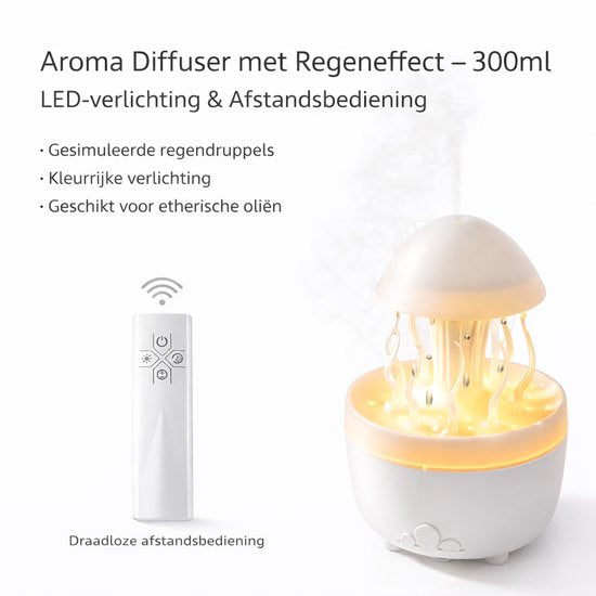 Aroma Diffuser 300ml met 8 Etherische Oliën – Geurverspreider & Luchtbevochtiger – Met Afstandsbediening